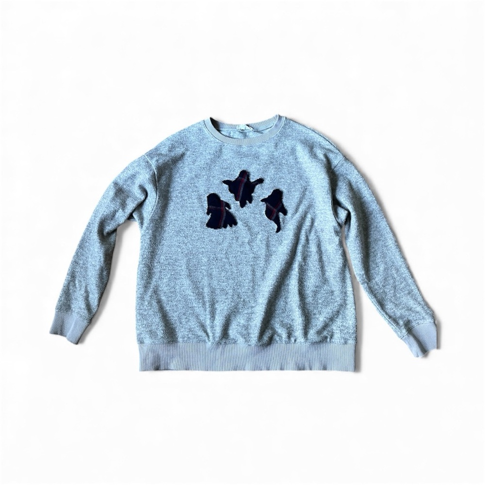 Women’s Light Gray Crewneck Sweater with ghost embroidery